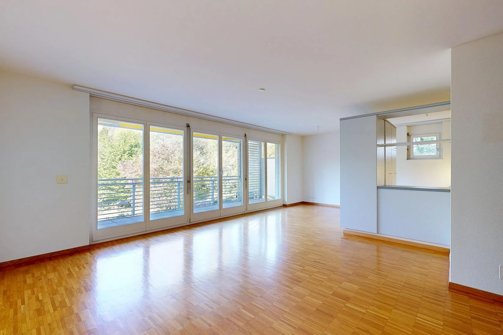 empty room featuring light wood-style flooring and access to outside
