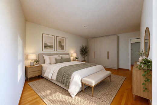 room / bedroom with a closet and light wood-type flooring