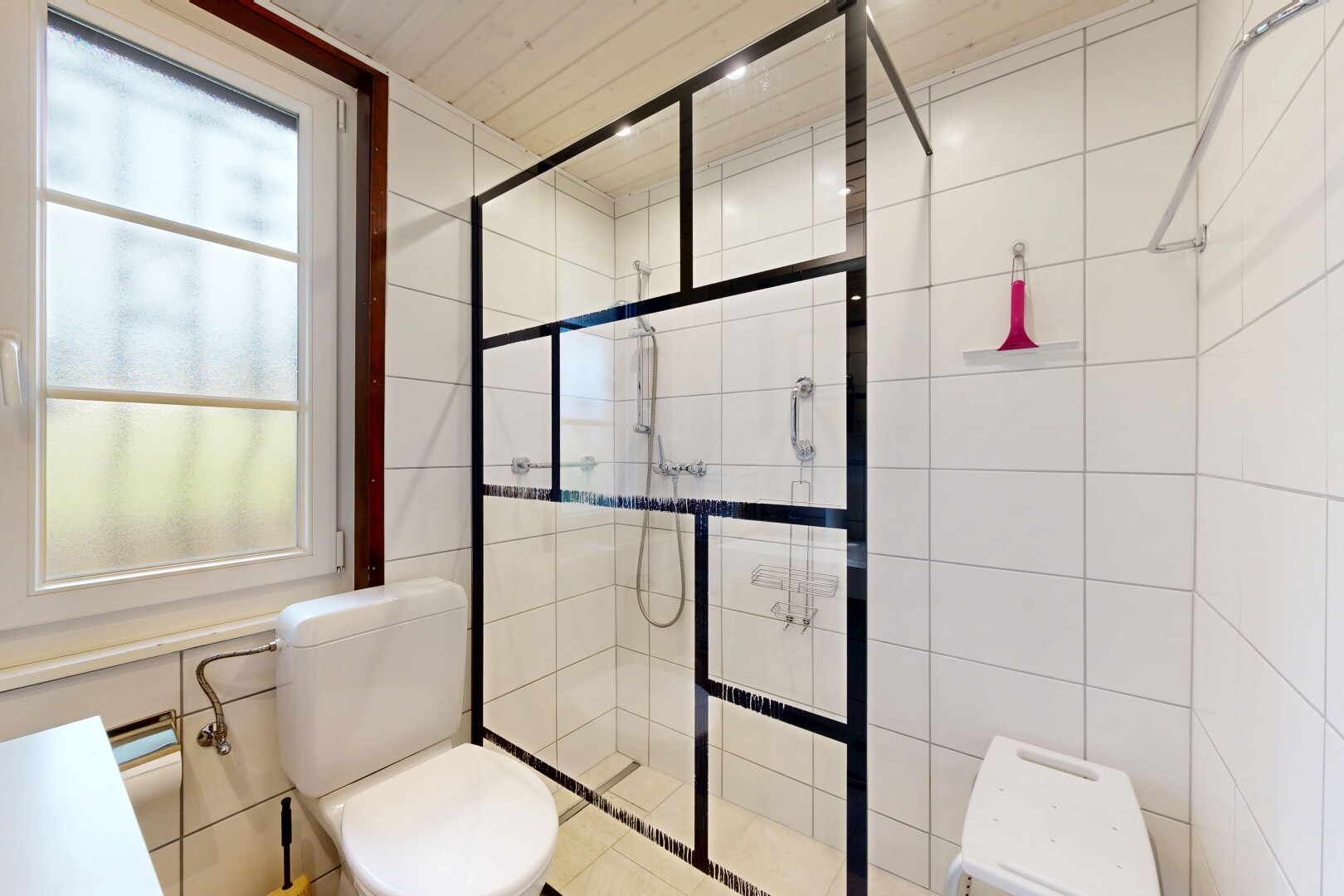 bad mit toilette, komplettes badezimmer, natürliches licht, natural light, und dusche