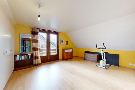 pièce vide avec lumière naturelle, natural light, plafond voûté, vaulted ceiling, et cloison sèche