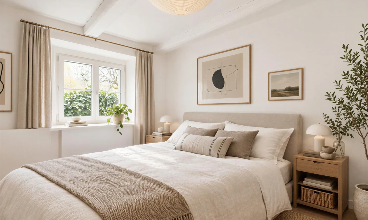 room / bedroom featuring beamed ceiling and wood finished floors