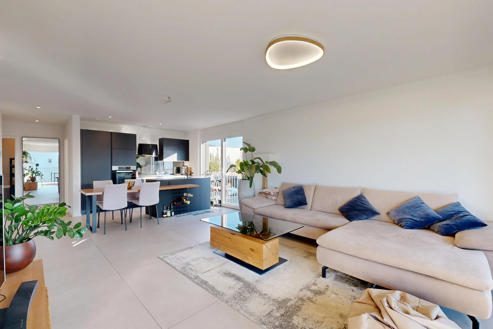 living / dining area with access to exterior