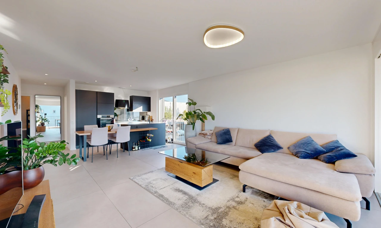 living / dining area with access to exterior