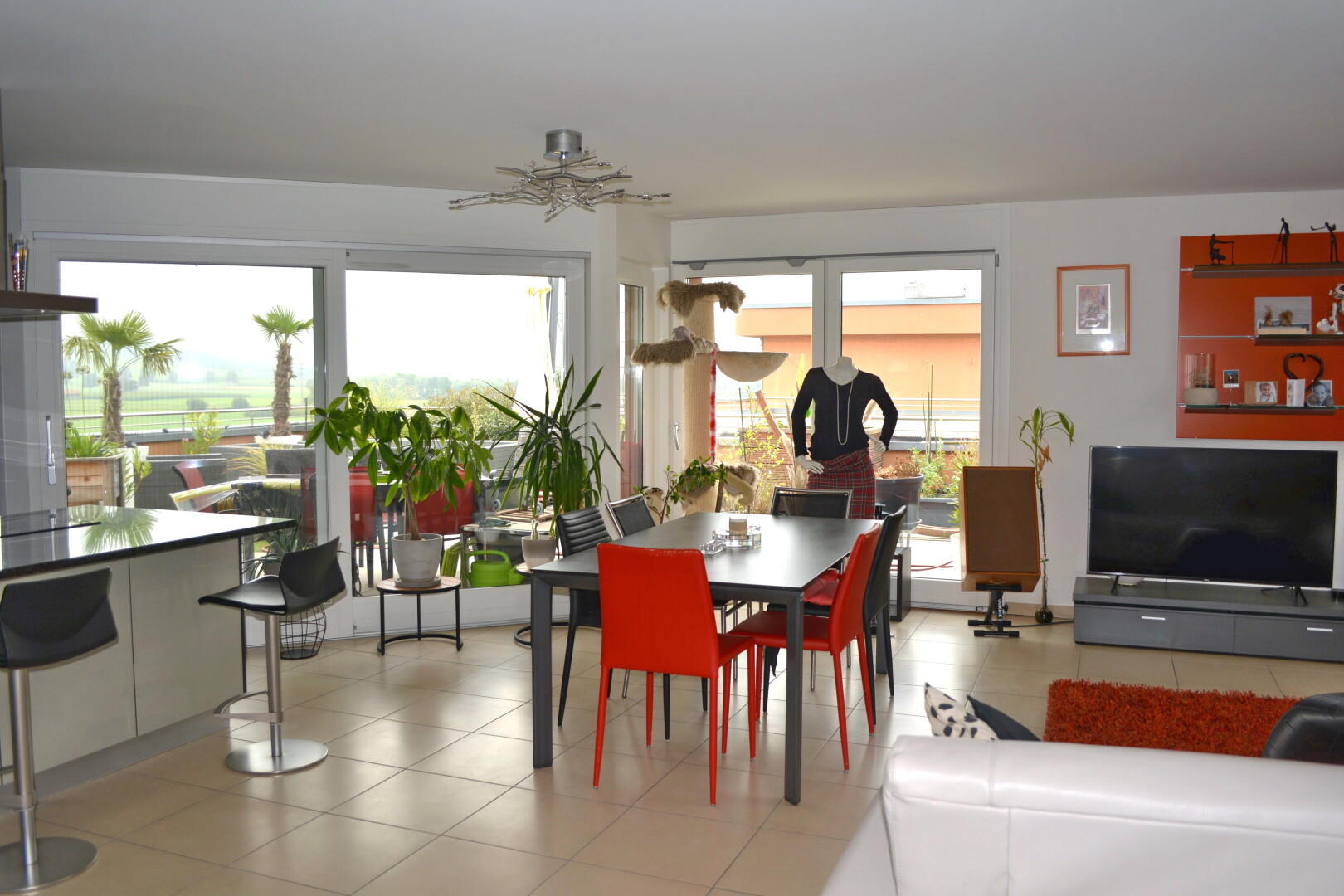 wohn- / esszimmer mit inside property, fernseher, natürliches licht, natural light, und gipskartonwand