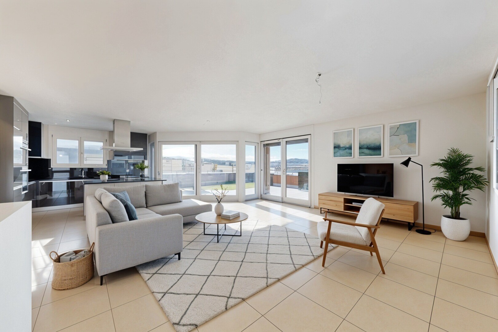 pièce vide avec inside property, light floor, natural light, lumière naturelle, et drywall