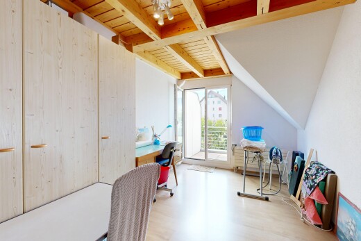 office area featuring access to outside, a wood ceiling with exposed beams, and light wood-style flooring
