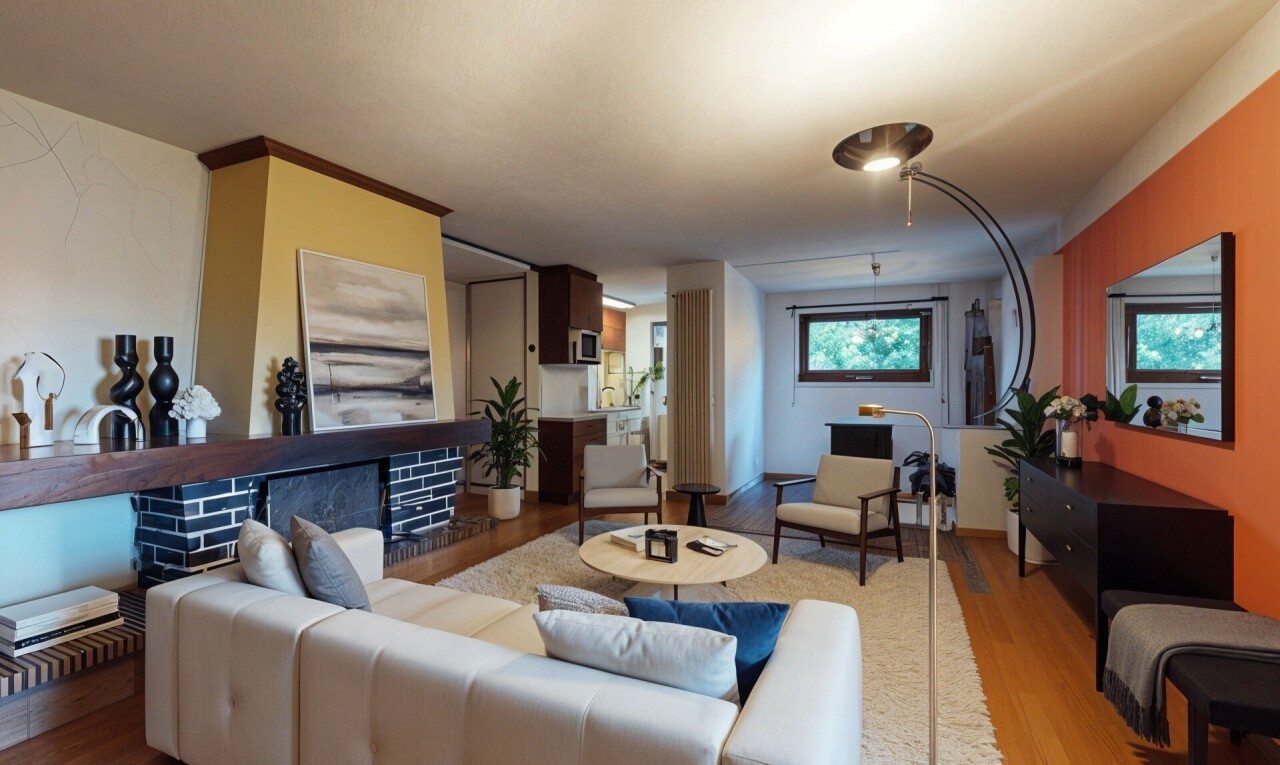 living area with light wood-style flooring