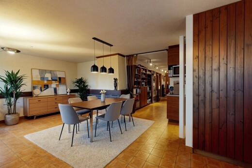 salle à manger avec inside property, virtually staged, drywall, et cloison sèche