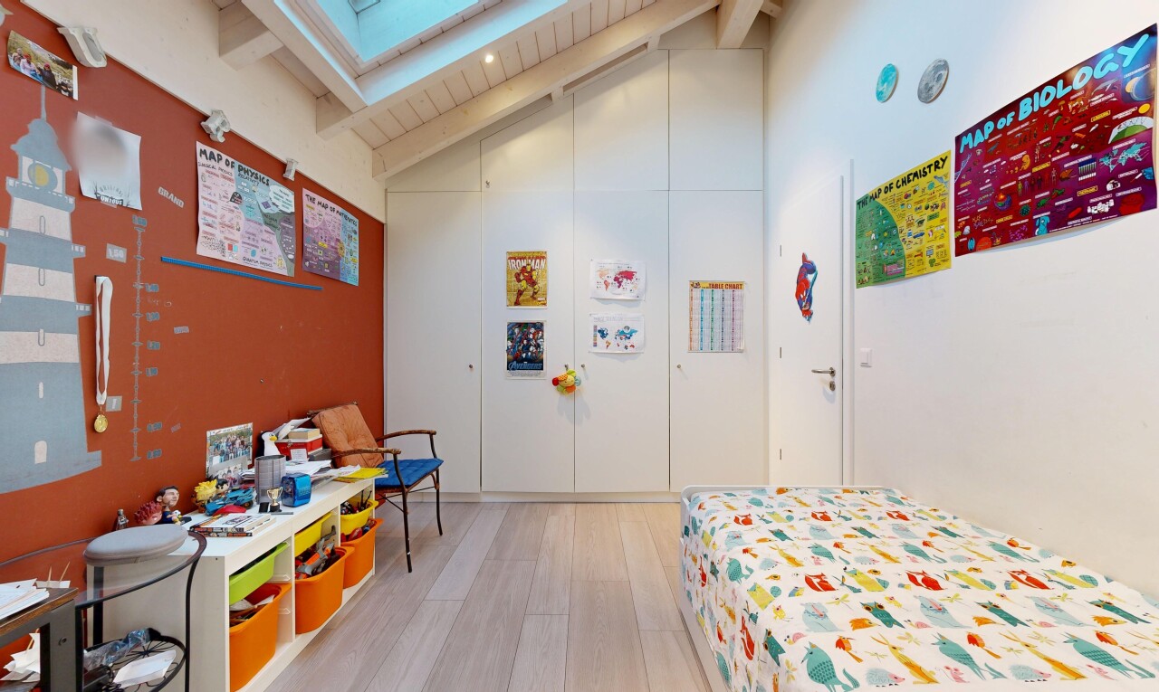 zimmer / schlafzimmer mit dachfenster, dachschräge, vaulted ceiling, gipskartonwand, und drywall