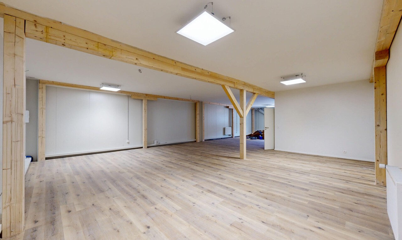 pièce vide avec sous-sol, wood finish floor, sol en finition bois, inside property, et low ceiling