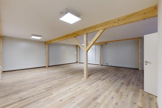 leerer raum mit keller, inside property, wood finish floor, und holzfußboden