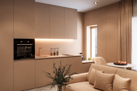 salon avec inside property, évier, et light floor