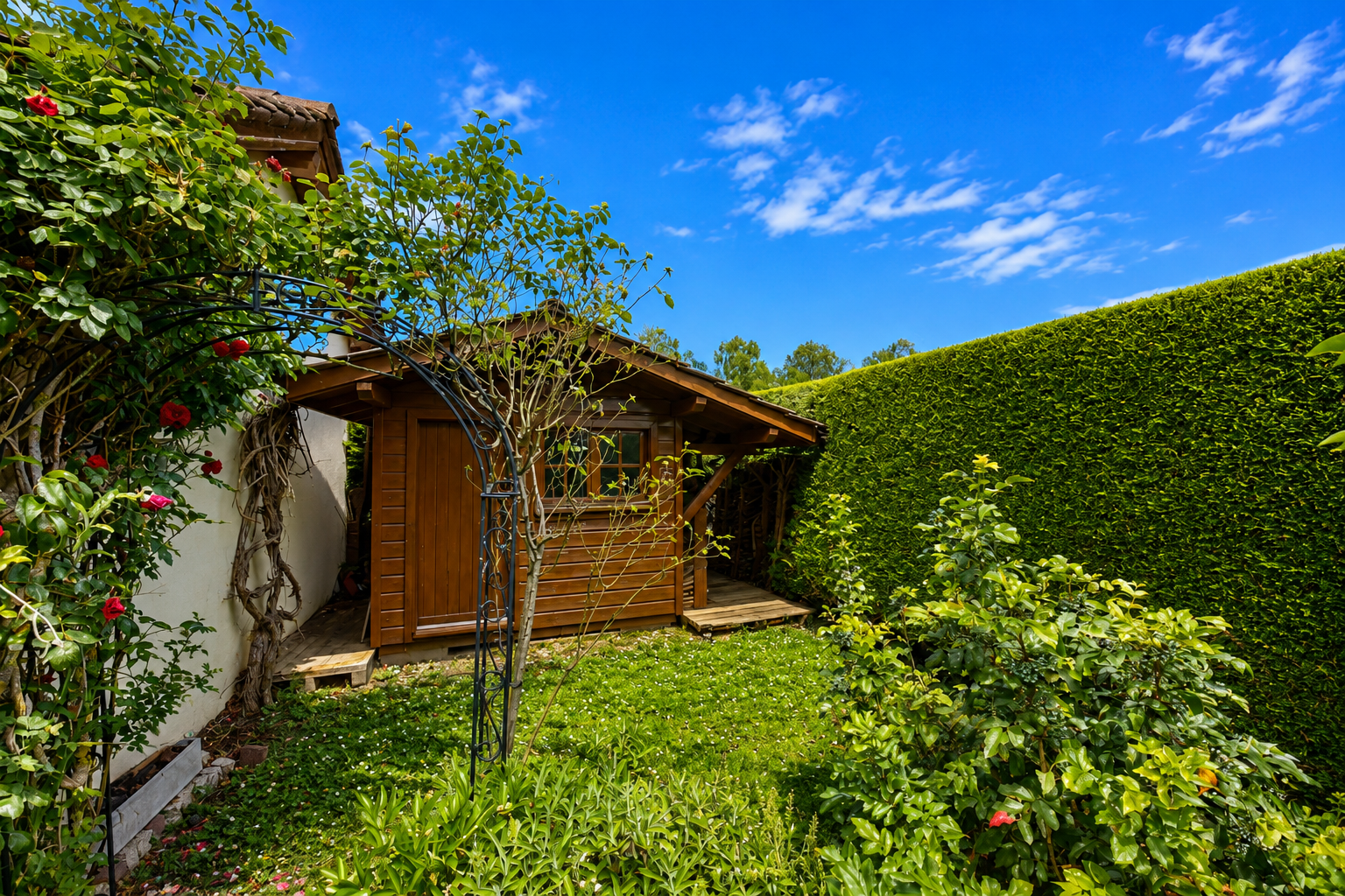 garten mit außenansicht, schuppen, from property, und day time