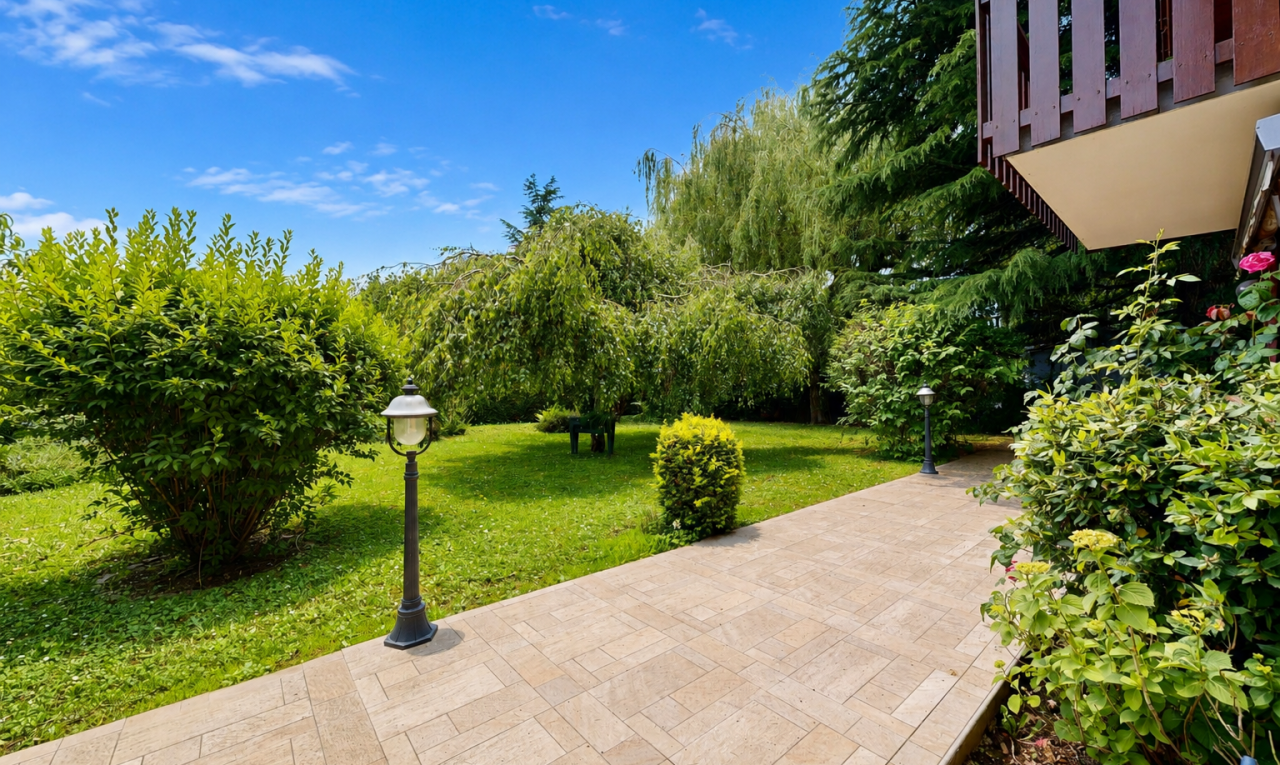 garten mit from property, day time, rasen, und markise