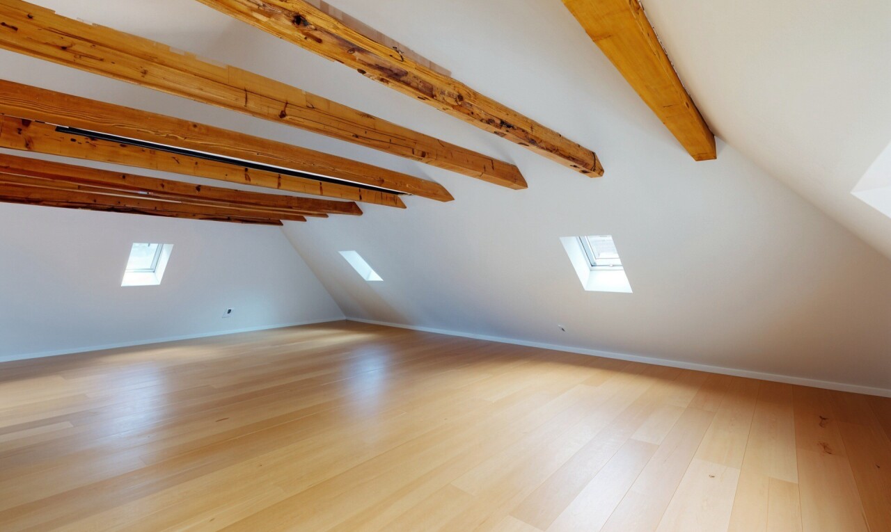 pièce vide avec puits de lumière, inside property, vaulted ceiling, plafond voûté, et natural light