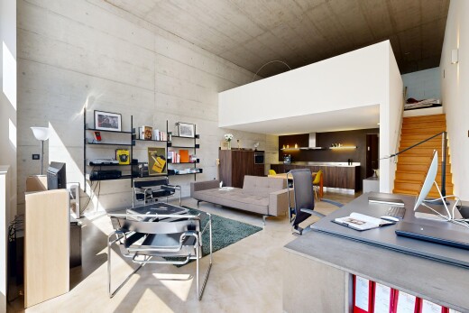 wohnzimmer mit inside community, betonboden, concrete floor, betonmauer, und concrete wall