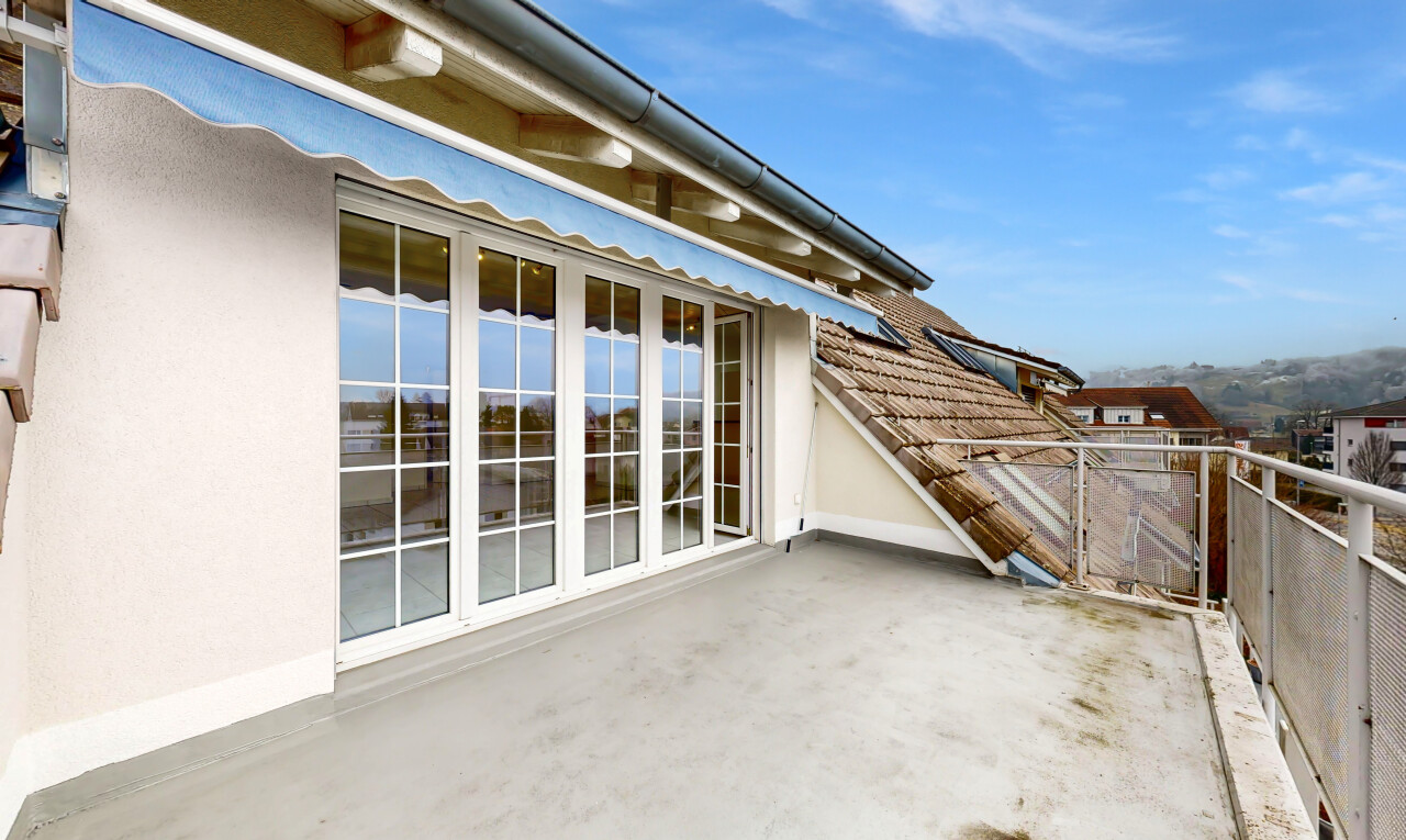 terrasse mit markise, from property, day time, zaun, und terrasse