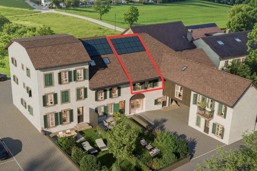 outdoor house with roof with shingles and roof mounted solar panels
