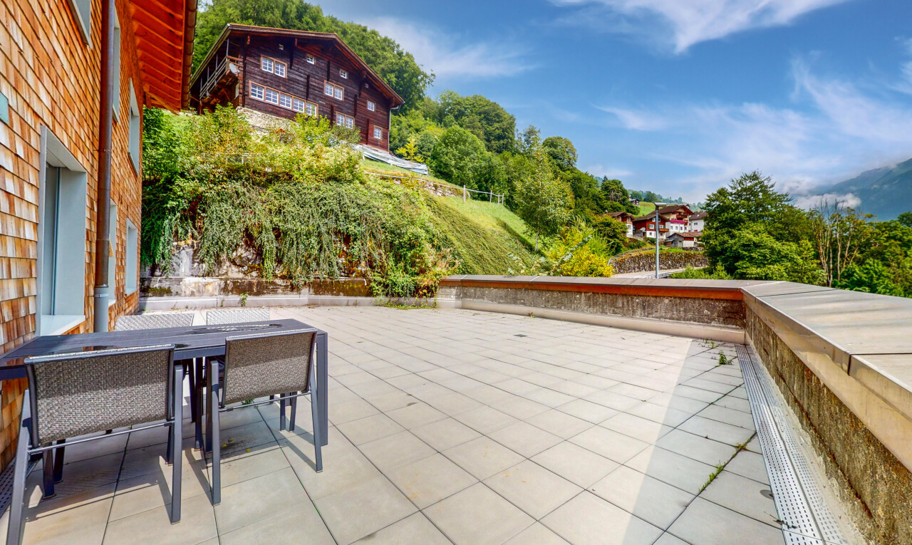 terrasse mit essbereich im freien, day time, und terrasse