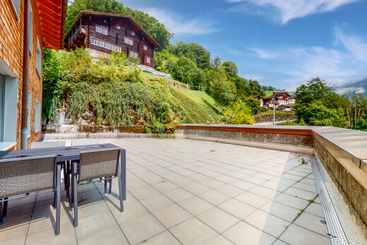 terrasse mit essbereich im freien, day time, und terrasse