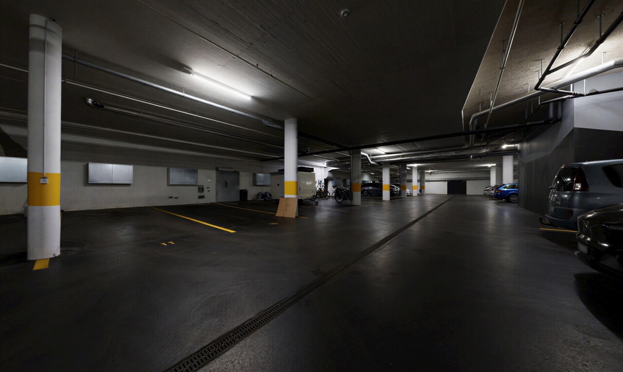 view of parking garage