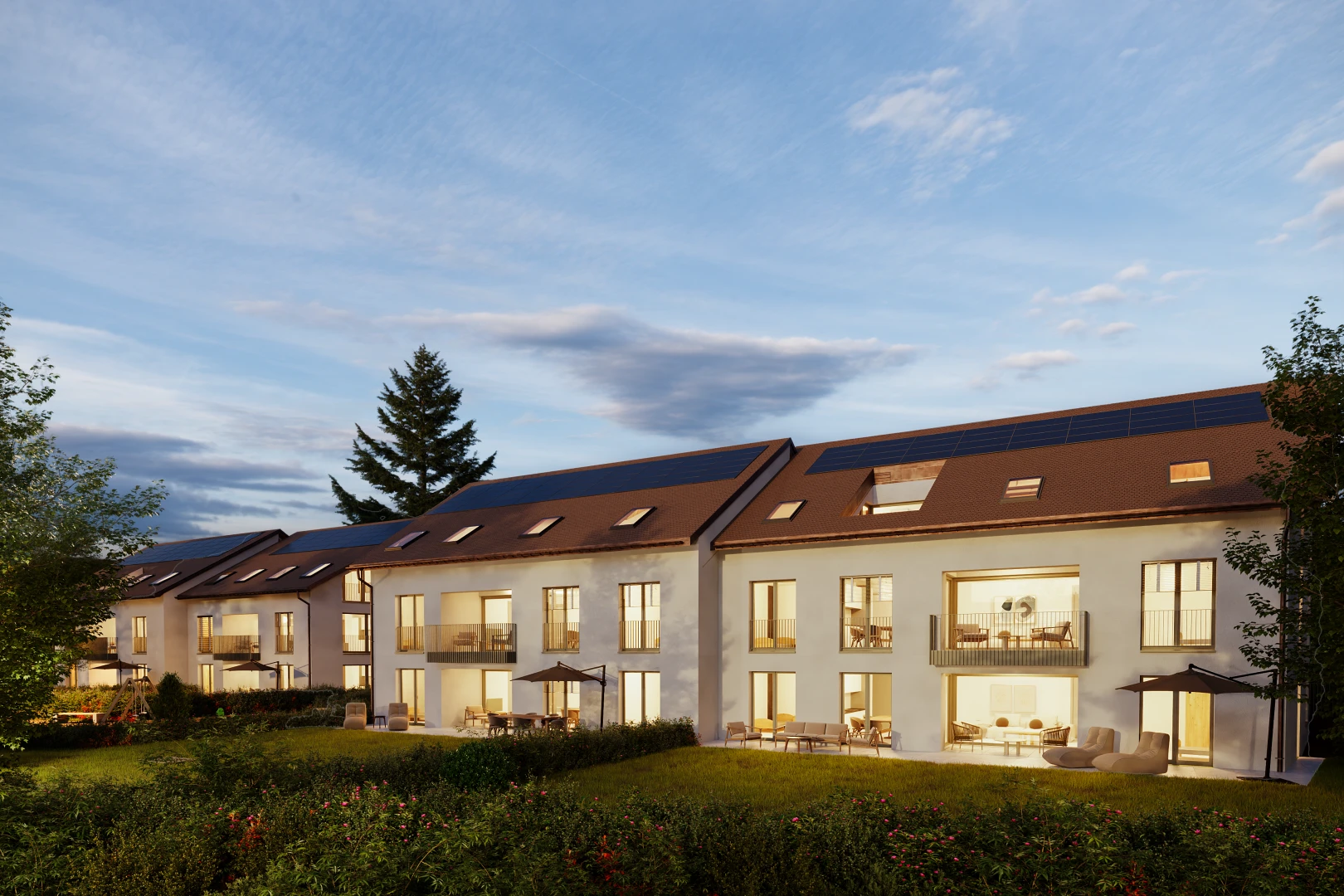 außenansicht mit rasen