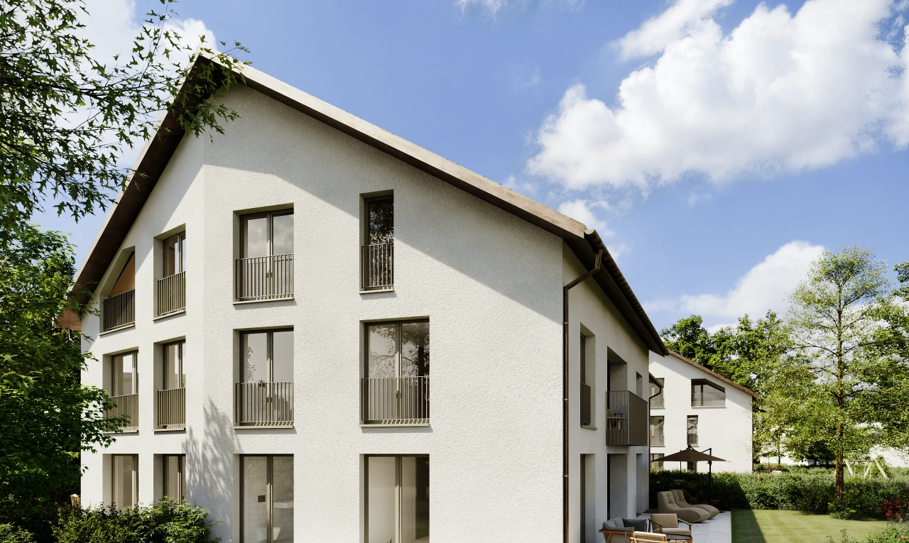 außenansicht mit balkon und terrasse