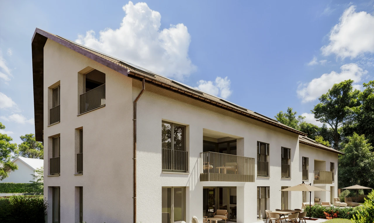 außenansicht mit balkon und terrasse