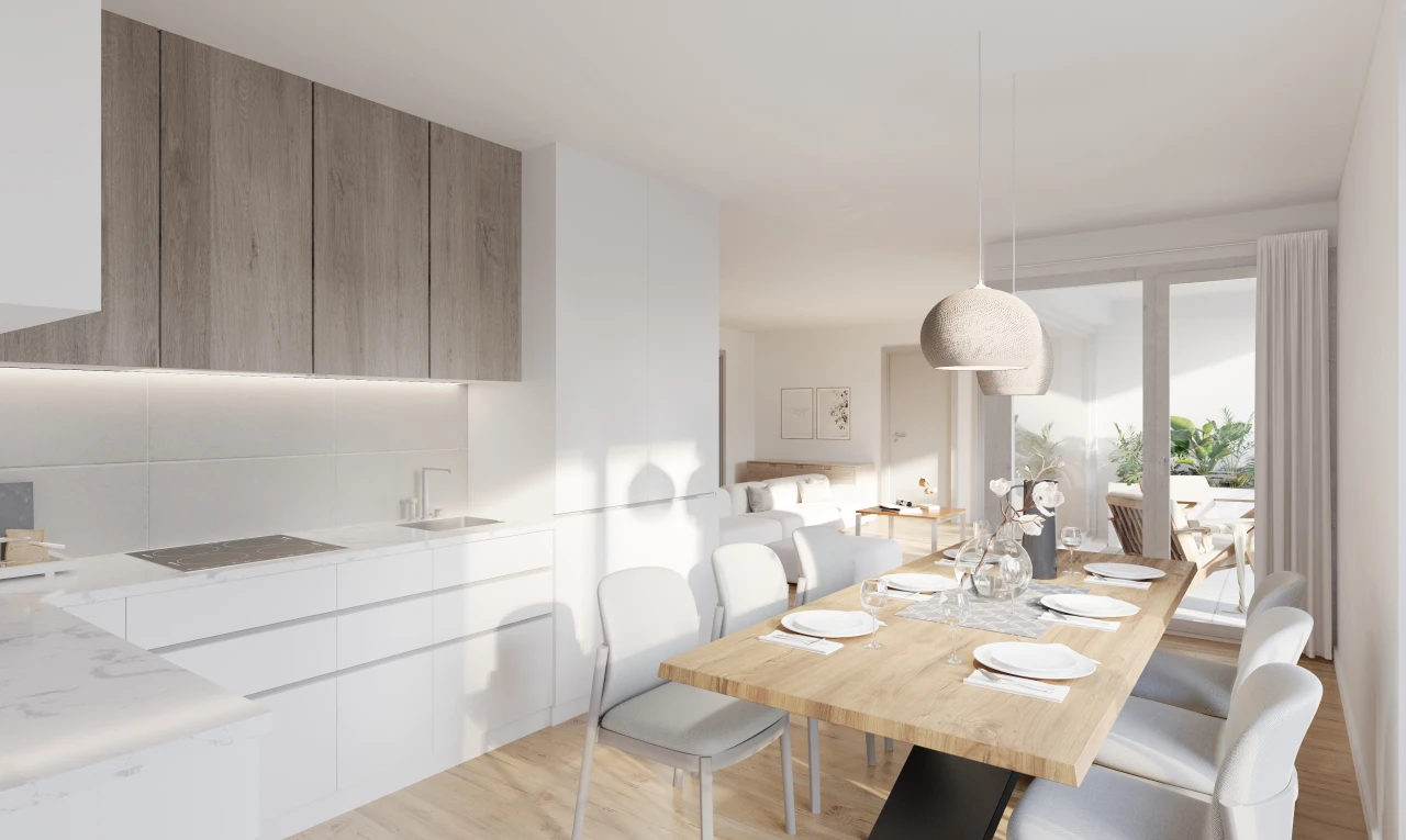 esszimmer mit parkettboden, waschbecken, und natürliches licht