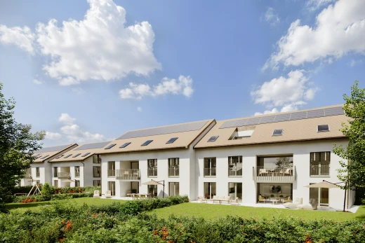 außenansicht mit rasen und balkon