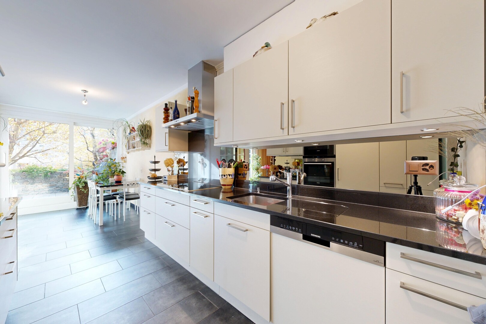 küche mit geschirrspülmaschine, inside property, natural light, natürliches licht, und dunstabzugshaube