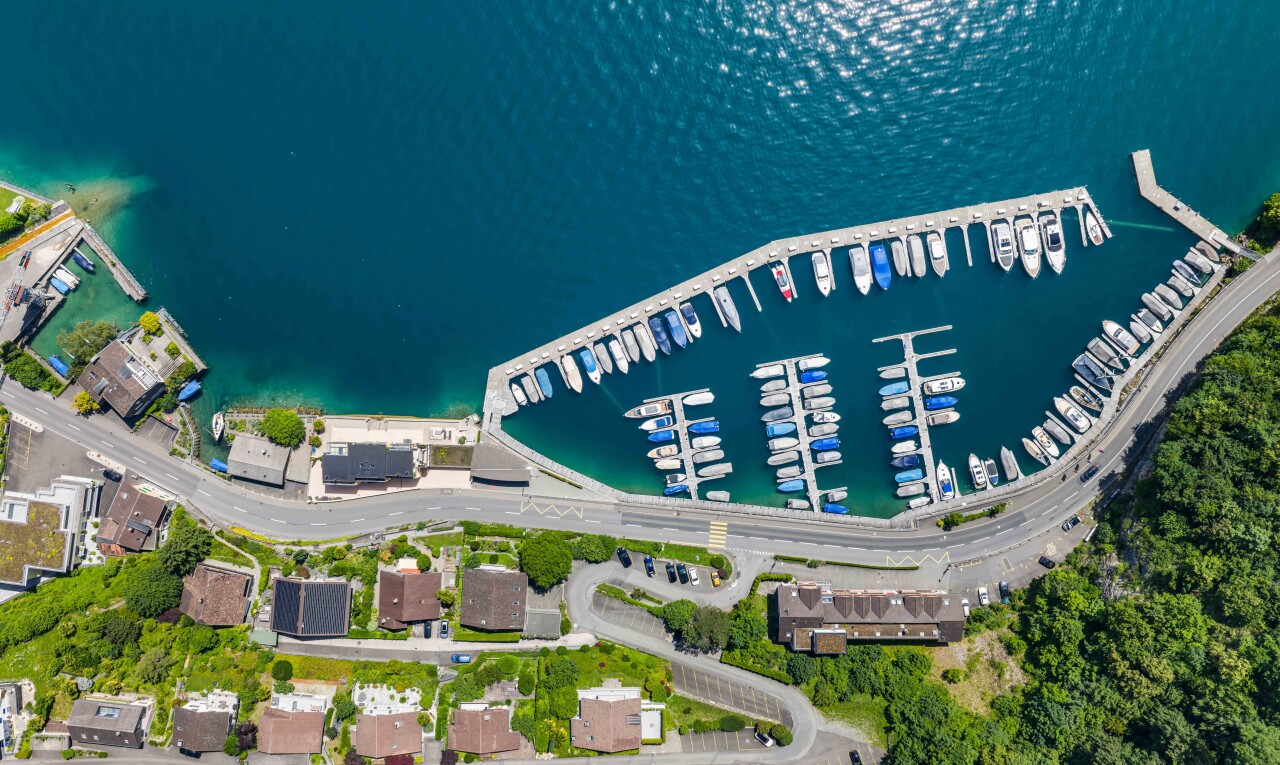 water view featuring numerous boat docks