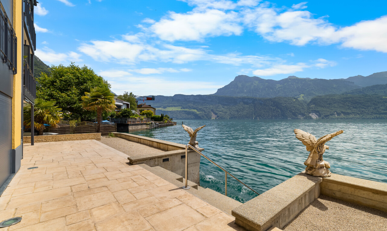 water view with a mountain backdrop