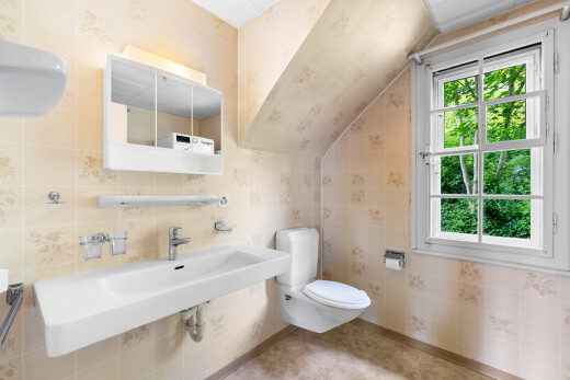 salle de bains avec mur en carrelage, tile wall, toilette, lumière naturelle, et natural light