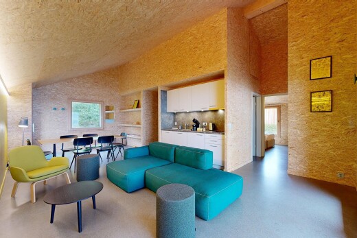 wohn- / esszimmer mit hohe decke, high ceiling, natürliches licht, natural light, und dachschräge