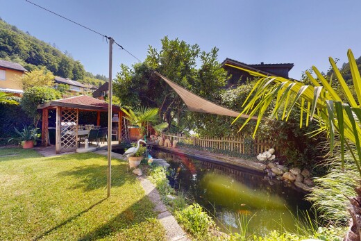 garten mit rasen, day time, garden pond, garten teich, und zaun