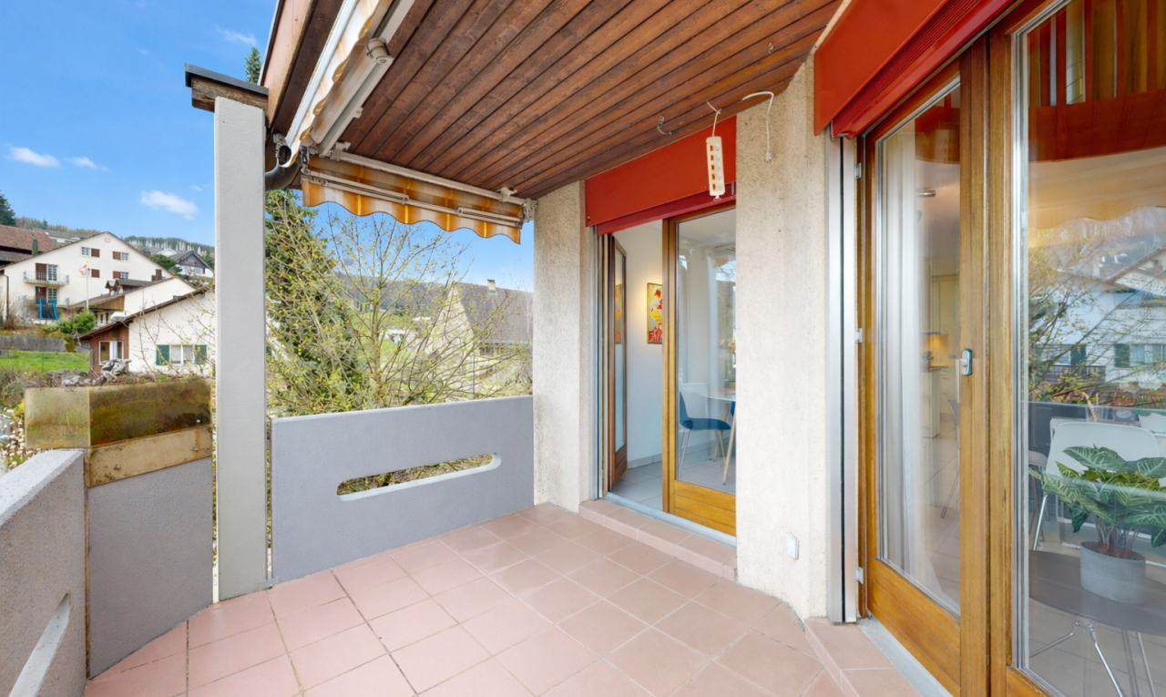 terrace with a balcony