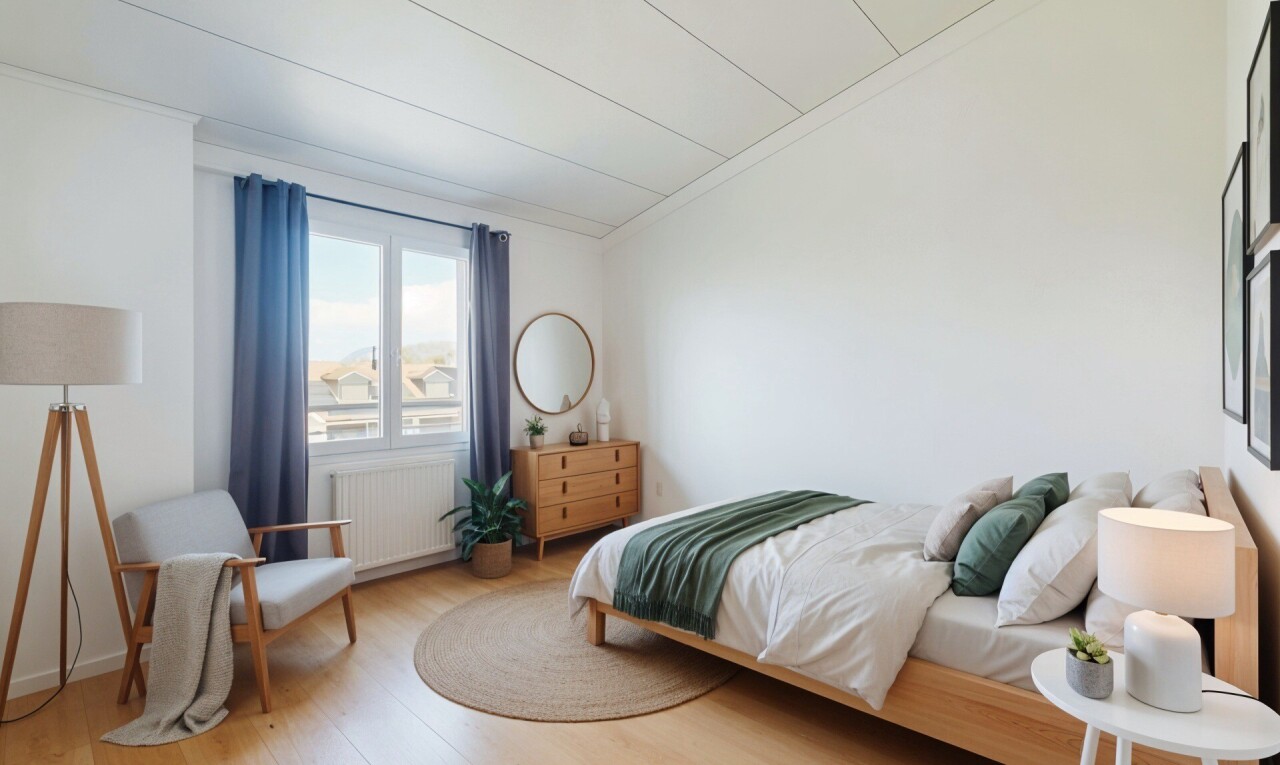 room / bedroom featuring radiator heating unit, light wood-style floors, vaulted ceiling, and ornamental molding