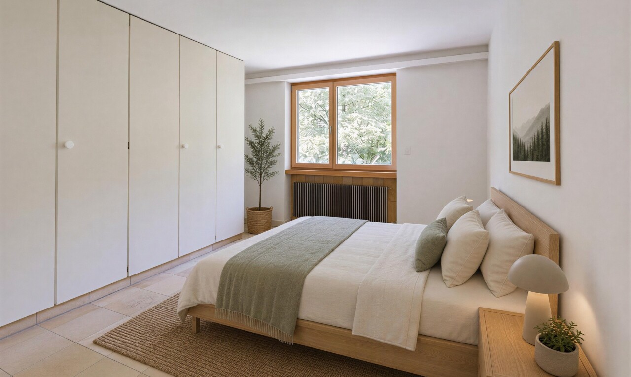 empty room featuring radiator heating unit