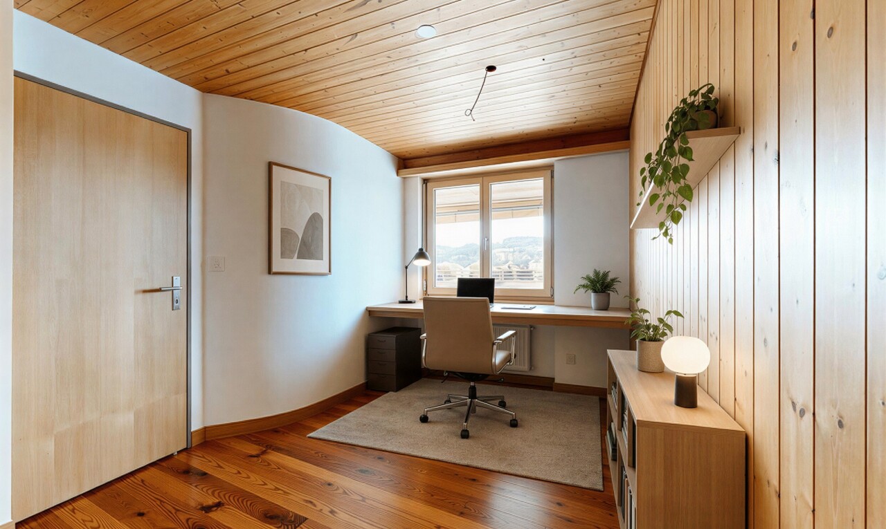 unfurnished room featuring wooden ceiling, wood finished floors, and radiator