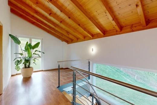 gym avec plafond voûté, vaulted ceiling, plafond en bois, wood ceiling, et plafond à poutres
