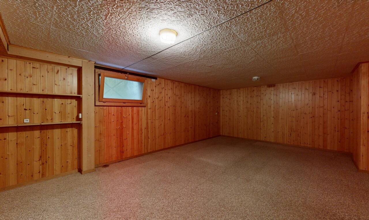 pièce vide avec dated wood wall, wood wall, mur en bois, sous-sol, et inside property