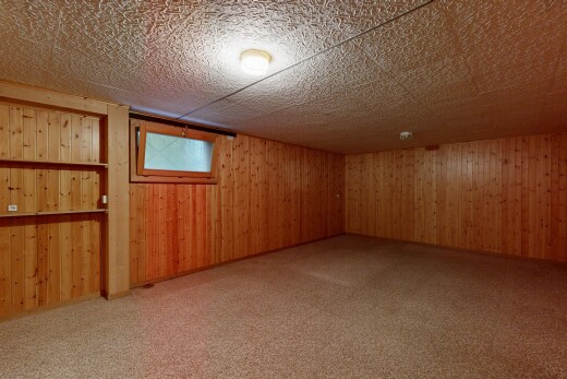 pièce vide avec dated wood wall, wood wall, mur en bois, sous-sol, et inside property