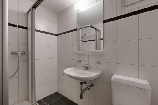 bad mit toilette, komplettes badezimmer, dusche, spiegel, und inside property