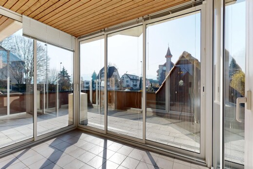 terrasse mit wintergarten und overcast