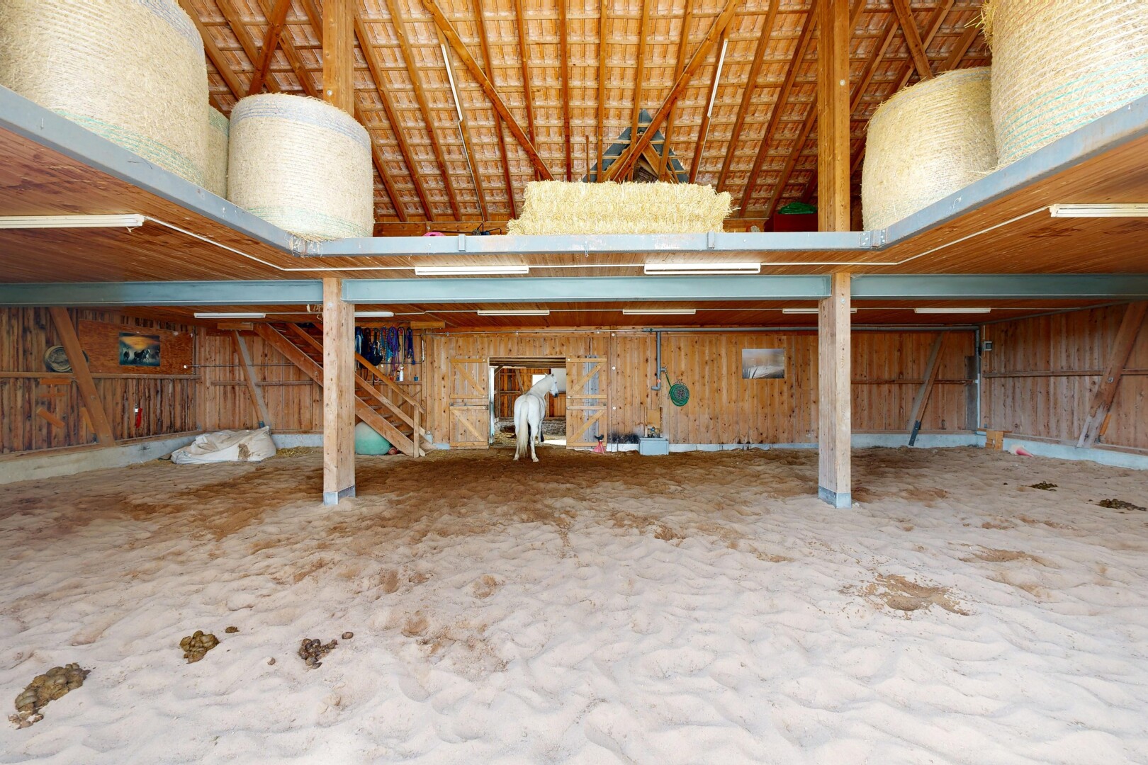 leerer raum mit inside property, hohe decke, high ceiling, dachschräge, und vaulted ceiling