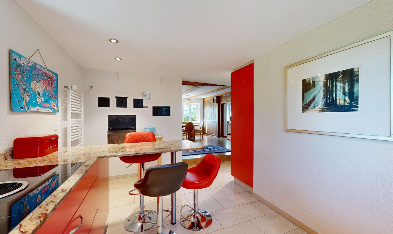 wohn- / esszimmer mit einbauleuchten, light floor, drywall, gipskartonwand, und kühler