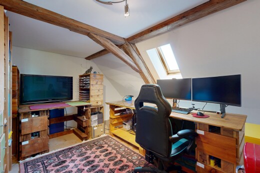 office area with a skylight