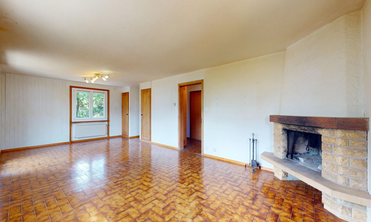 pièce vide avec radiateur, inside property, cheminée, baseboards wall, et plinthes murales