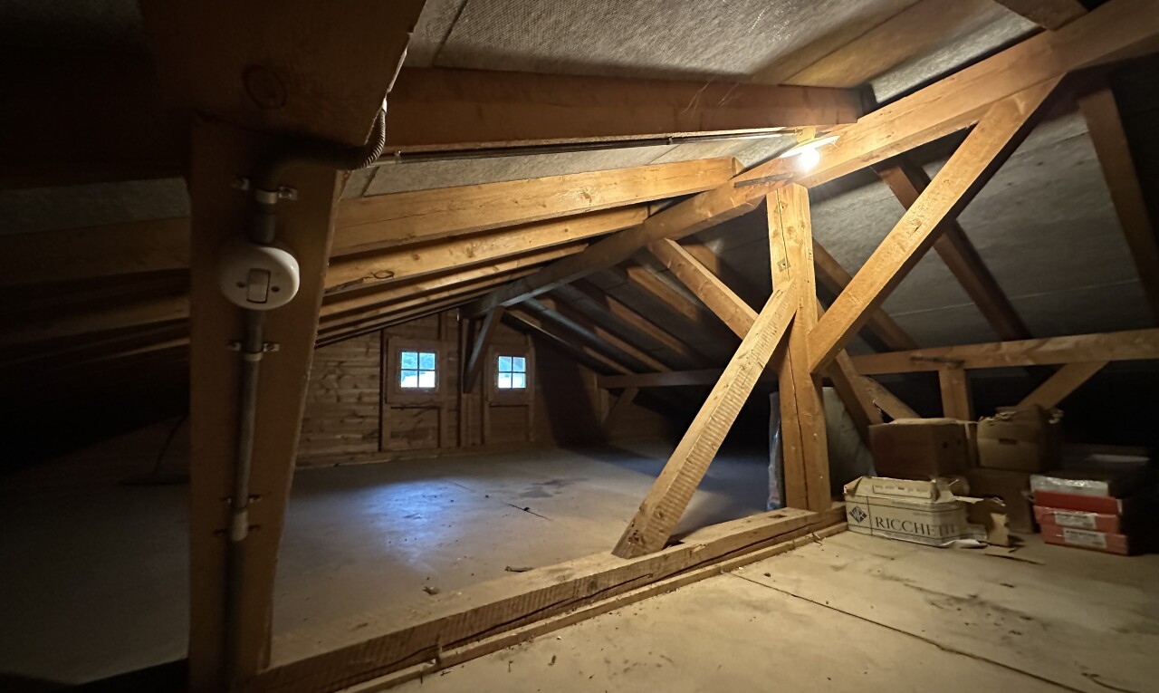 pièce vide avec low ceiling, plafond bas, natural light, lumière naturelle, et vaulted ceiling